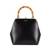 Leren tas met bamboehandvat en metalen structuur Jil Sander , Black , ...