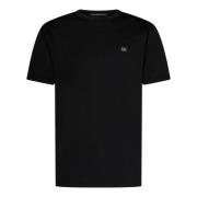 Zwarte T-shirts en Polos met Logo Patch C.p. Company , Black , Heren