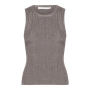 Geribbelde Metallic Top Jurk Warm Grijs Gestuz , Gray , Dames