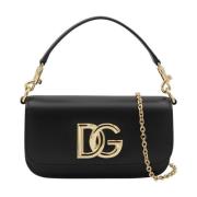 Zwarte leren handtas met goudkleurige hardware Dolce & Gabbana , Black...