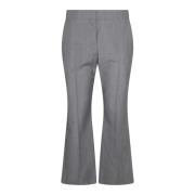 Grijze Wollen Flared Broek Alexander McQueen , Gray , Dames