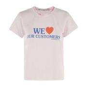 Bleach Wash Shrunken Tee voor klanten Alexander Wang , Pink , Dames