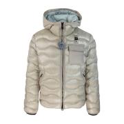 Nylon Gewatteerde Jas met Verborgen Rits Blauer , Beige , Heren