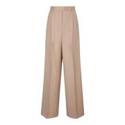 Beige Wide Leg Wool Trousers Sportmax , Beige , Dames