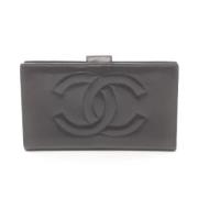 Pre-owned Leather wallets Chanel Vintage , Black , Dames