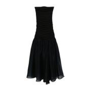 Strapless Aansluitende Jurk met Doorschijnende Rok Staud , Black , Dam...