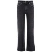 Wijde Pijp Vintage Wassing Jeans Antonelli Firenze , Black , Dames