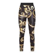 Zwart Goud All-Over Print Broek Versace Jeans Couture , Multicolor , D...