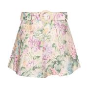 Wijdvallende Multicolor Linnen Shorts met All-Over Print Zimmermann , ...