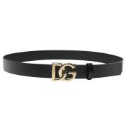 Zwart Leren Logo Riem Dolce & Gabbana , Black , Heren