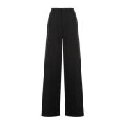 Zwarte Wollen Flared Broek Balenciaga , Black , Heren