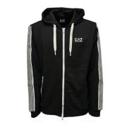 Zwarte hoodie met wit logo Emporio Armani EA7 , Black , Heren