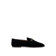 Gouden Metalen Dubbele T Velvet Loafers Tod's , Black , Dames