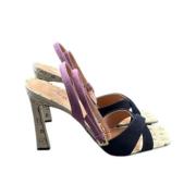 Bicolor Suède Sandaal met Heritage Print Pollini , Multicolor , Dames