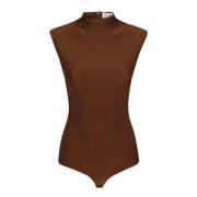 Glanzende Bodysuit met Rits Max Mara , Brown , Dames