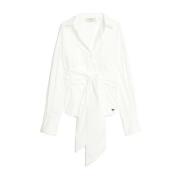 Feminine katoenen overhemd met uniek ontwerp Max Mara , White , Dames