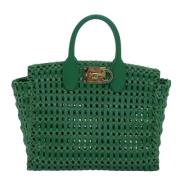 Pre-owned Leather handbags Salvatore Ferragamo Pre-owned , Green , Dam...