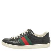 Pre-owned Leather sneakers Gucci Vintage , Black , Heren