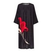 Elegante Jurk met 3/4 Mouwen Masai , Black , Dames