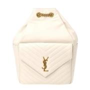 Pre-owned Leather backpacks Yves Saint Laurent Vintage , White , Dames