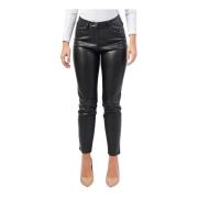 Zwarte Broek met Details van Kunstleer Gaudi , Black , Dames