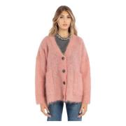 Roze Mohair Blend Oversized Vest Solotre , Pink , Dames