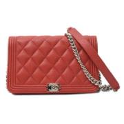 Pre-owned Leather wallets Chanel Vintage , Red , Dames