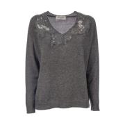 Geborduurde trui met kantdetails Ermanno Scervino , Gray , Dames