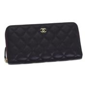 Pre-owned Leather wallets Chanel Vintage , Black , Dames