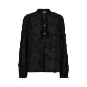 Geborduurde Bloemenblouse Freequent , Black , Dames