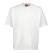 Wit Katoenen Ronde Hals T-shirt Diesel , White , Heren