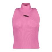 Geribbelde Mouwloze Top in Roze Diesel , Pink , Dames