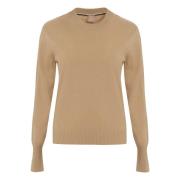 Kasjmier Crew-Neck Sweater met Geribbelde Randen Hugo Boss , Brown , D...