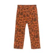 Oranje Katoenen Canvas Tapered Leg Broek Carhartt Wip , Brown , Heren