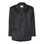 Zwarte Oversized Blazer Jas met Klepzakken Gestuz , Black , Dames