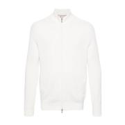 Wit Geribbeld Katoen Zip Vest Brunello Cucinelli , White , Heren