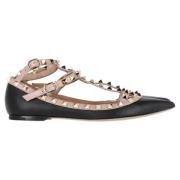 Pre-owned Leather flats Valentino Vintage , Black , Dames