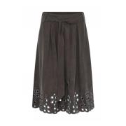 Geplooide knielange rok met geborduurde details Gustav , Brown , Dames