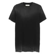 Geribbeld T-shirt in zwart Paura , Black , Heren