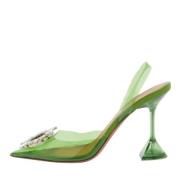 Pre-owned Fabric sandals Amina Muaddi Pre-owned , Green , Dames