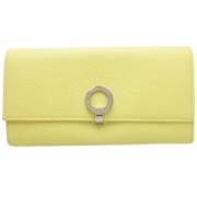 Pre-owned Leather wallets Bvlgari Vintage , Yellow , Dames