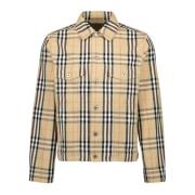 Vintage Check Denim Jack Burberry , Beige , Heren