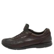 Pre-owned Leather sneakers Prada Vintage , Brown , Heren