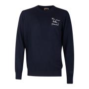 Blauwe Crew Neck Sweater met Quote MC2 Saint Barth , Blue , Heren