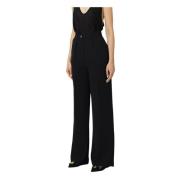 Zwarte Rechte Crêpe Broek met Plooien Elisabetta Franchi , Black , Dam...