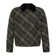 Gewatteerde jas met corduroy kraag Burberry , Green , Dames