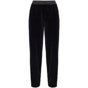 Zwarte Fluweel Hoge Taille Rechte Pijp Broek Emporio Armani , Black , ...