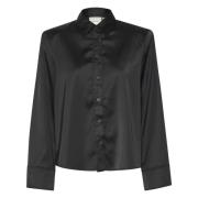 Zachte en Comfortabele Lange Mouw Shirt Gestuz , Black , Dames