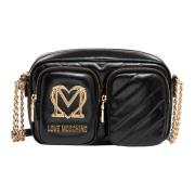 Stad Schoudertas met Logo Love Moschino , Black , Dames