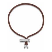 Men's Brown String Bracelet with Adjustable Silver Lock Nialaya , Gray...